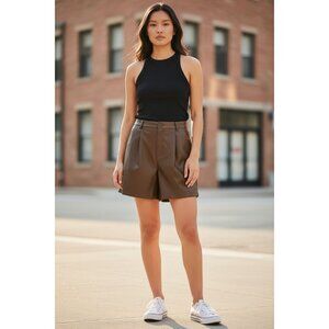STEVE MADDEN Women's Relaxed PU Leather Shorts Coco SMALL